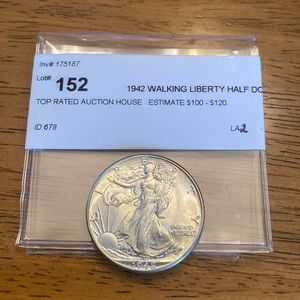 1942 walking liberty half dollar uncirculated GEM choice stunning free shipping